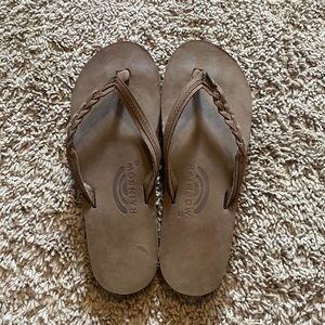 Rainbows brown flip flops